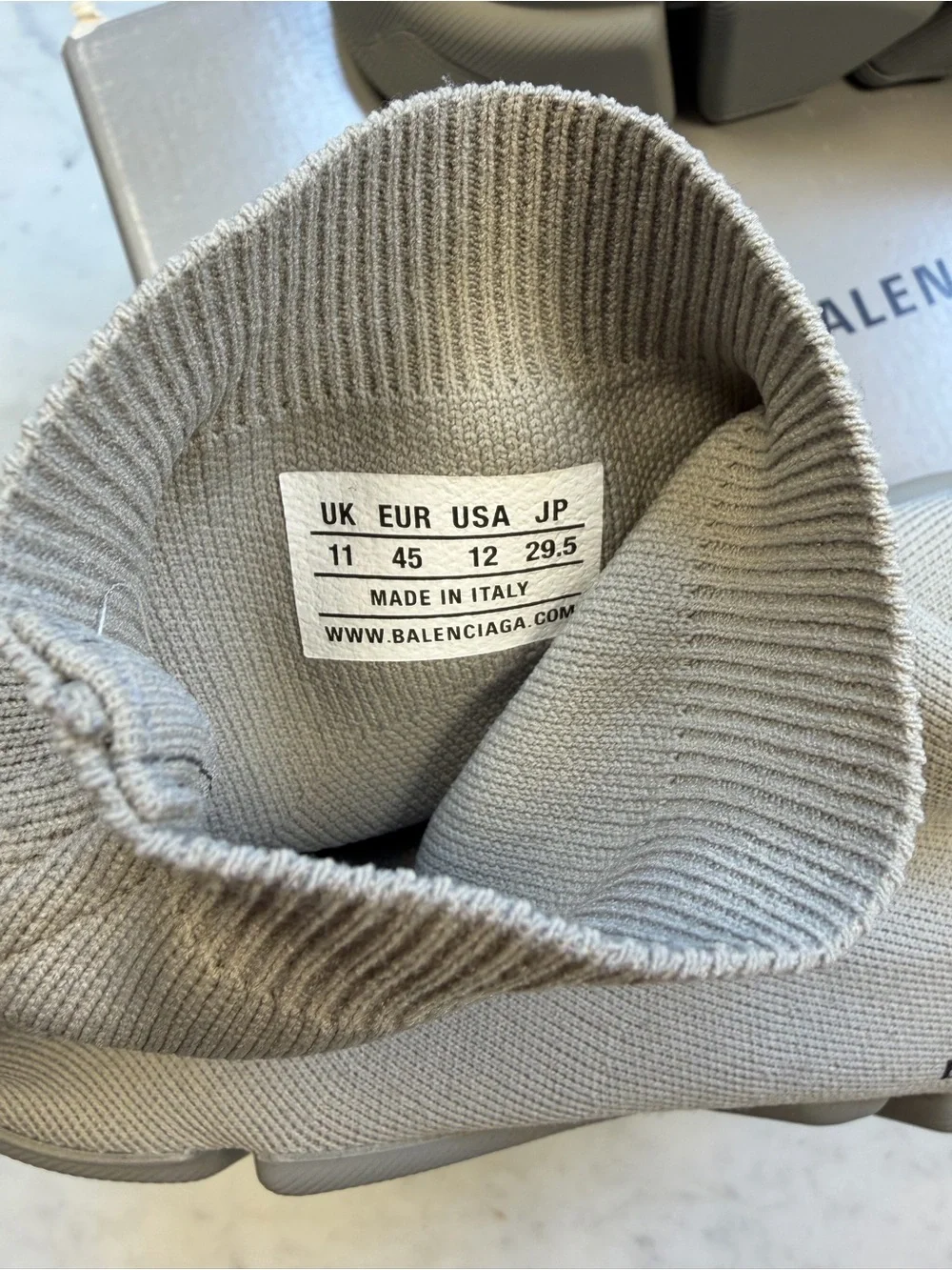 Balenciaga Men’s (size 12) Grey Speed Trainer Sock Sneakers